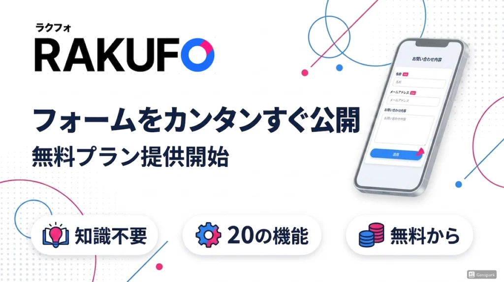 フォーム作成サービス 無料プラン RAKUFO