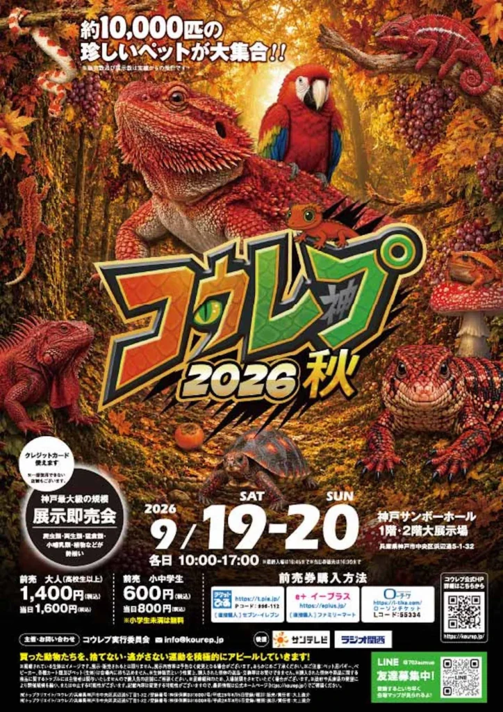 神戸 爬虫類イベント コウレプ2026秋