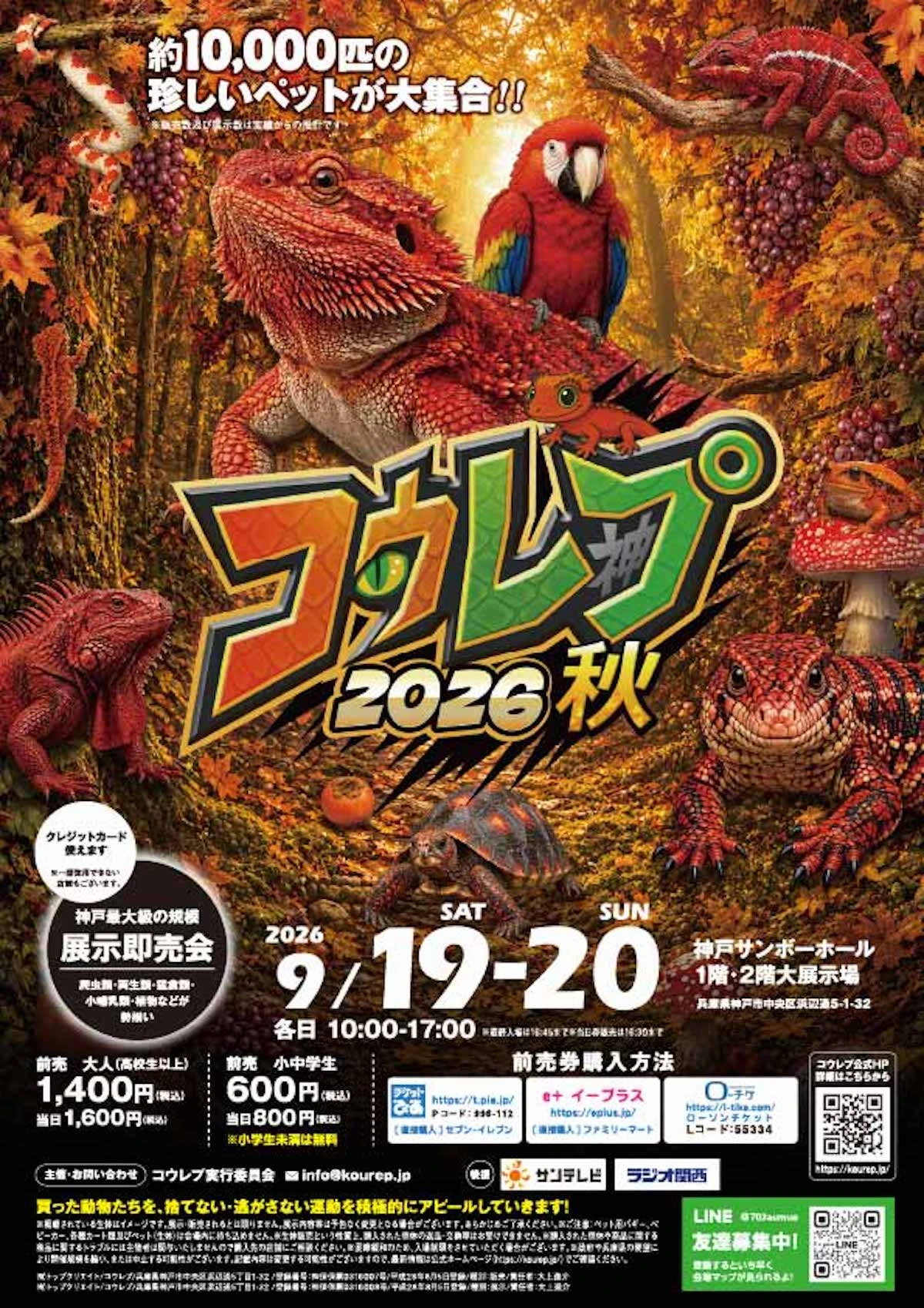 コウレプ2026秋 〜神戸最大級の爬虫類イベント〜 【9月19日(土)・20日(日)神戸サンボーホールにて開催】