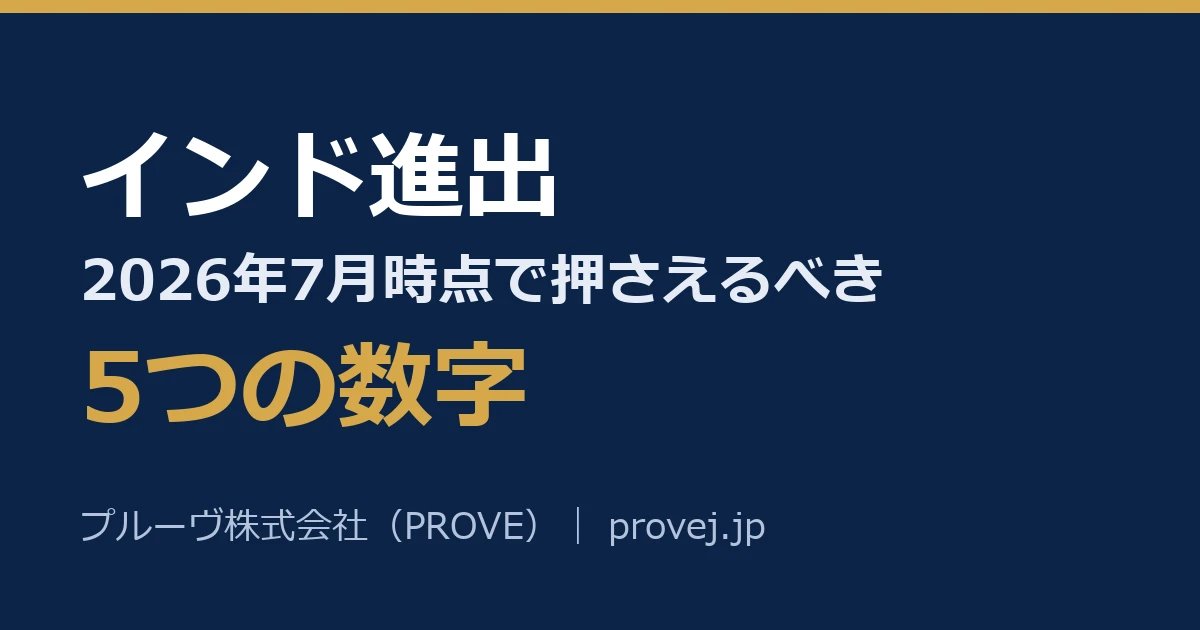 インド進出、2026年7月時点で押さえるべき5つの数字 — プルーヴが独自に整理・公開