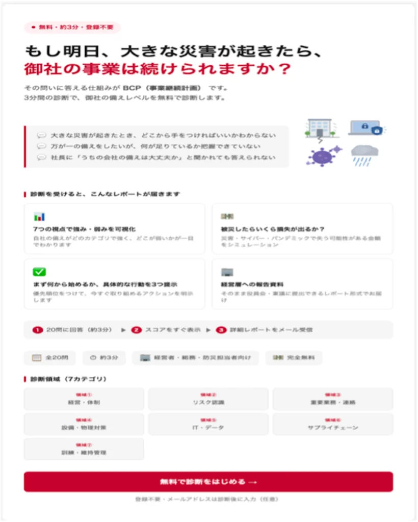 無料BCP簡易診断ツール