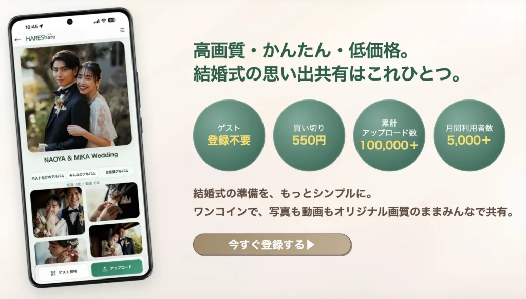 HAREShare 結婚式 写真・動画共有